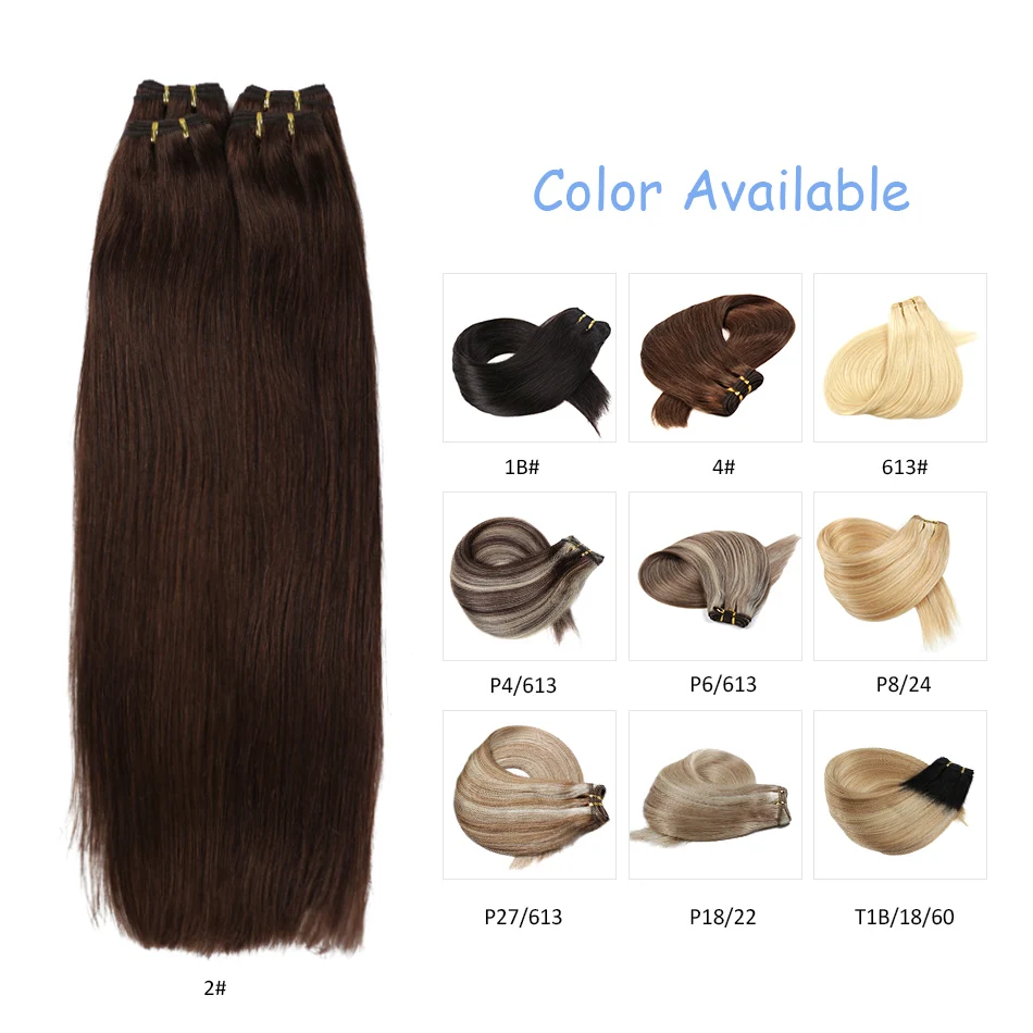  BHF 100% Human Hair Weaves Straight Russian Machine Made Remy Natural Hair Weft 1piece 100g 18