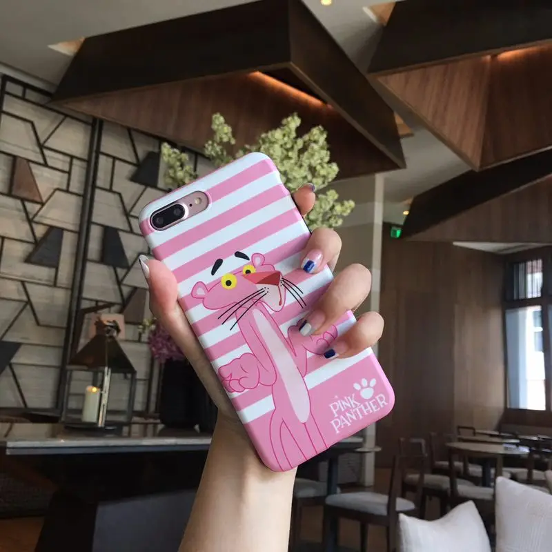 

Cute Candy Color Zebra Pink Panther Phone case For iPhone 8 Plus 7 Plus Case For iPhone 6S 7 Case Silicon Soft TPU Cover