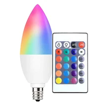 E12 LED Bulb Candle Color Indoor Neon Sign Light Bulb RGB Remote Control Lighting 220V Dimmable Smart Lamp For Home Decoration