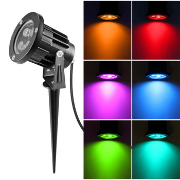 

12W 8W 6W RGB Lawn Flood Light Spotlight Lamp Remote Controller with Spike Waterproof Yard Patio Path Spotlight Lamp AC 85-265V