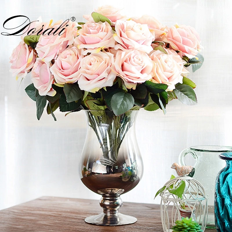 1 Bunch Artificial silk French Rose Floral Bouquet Fake Flower Arrange Table Daisy Wedding Flowers Decor Party accessory Flores