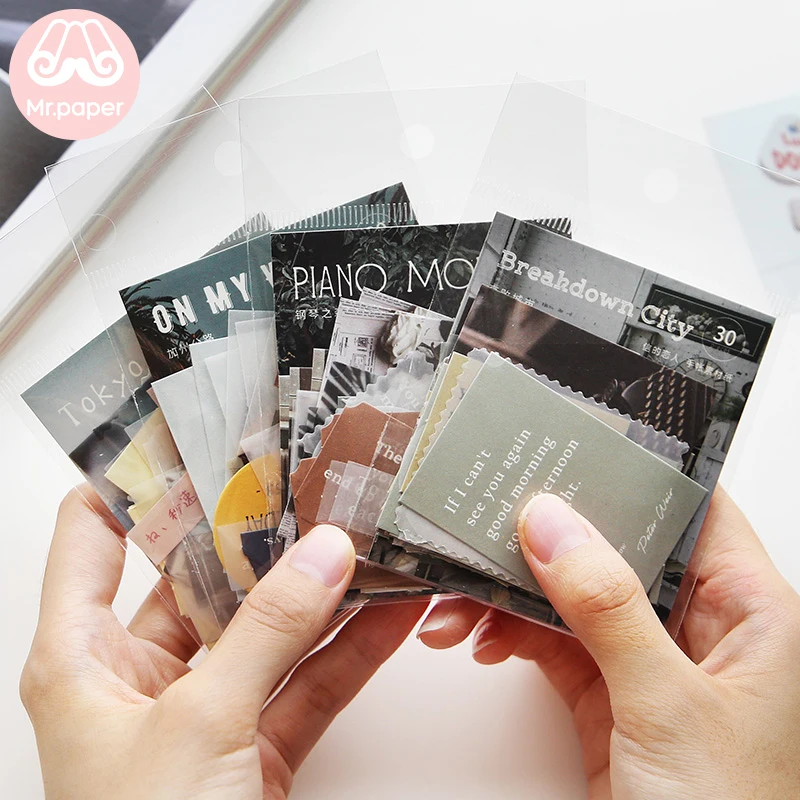 Mr.paper 30pcs/lot Instagram Style Butter Paper Kraft Card Scrapbooking Material Paper Fresh Words LOMO Cards