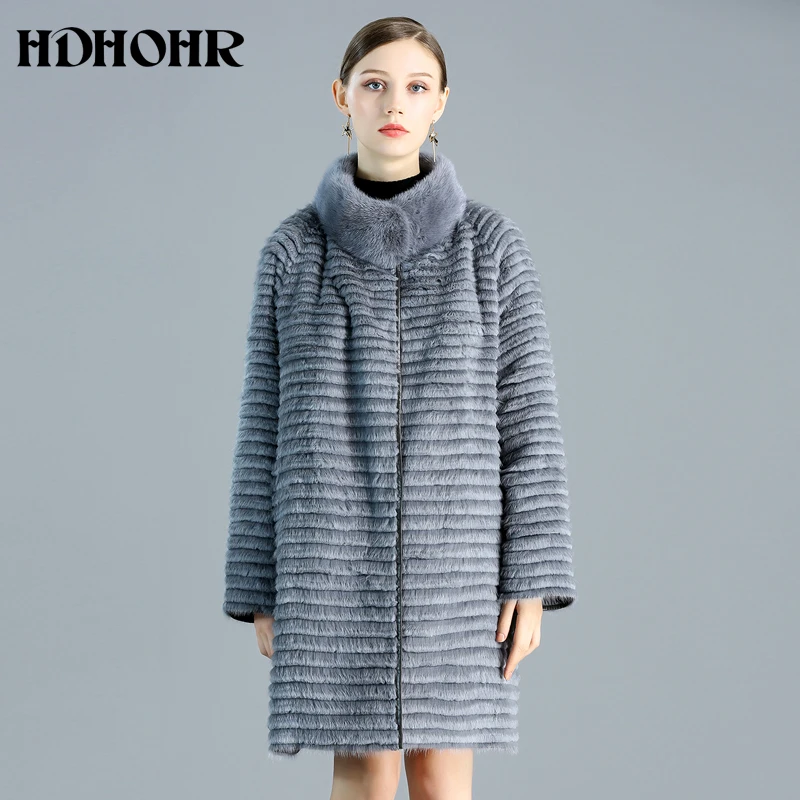 Новинка 2020 Женское пальто HDHOHR из натурального меха норки с двусторонней