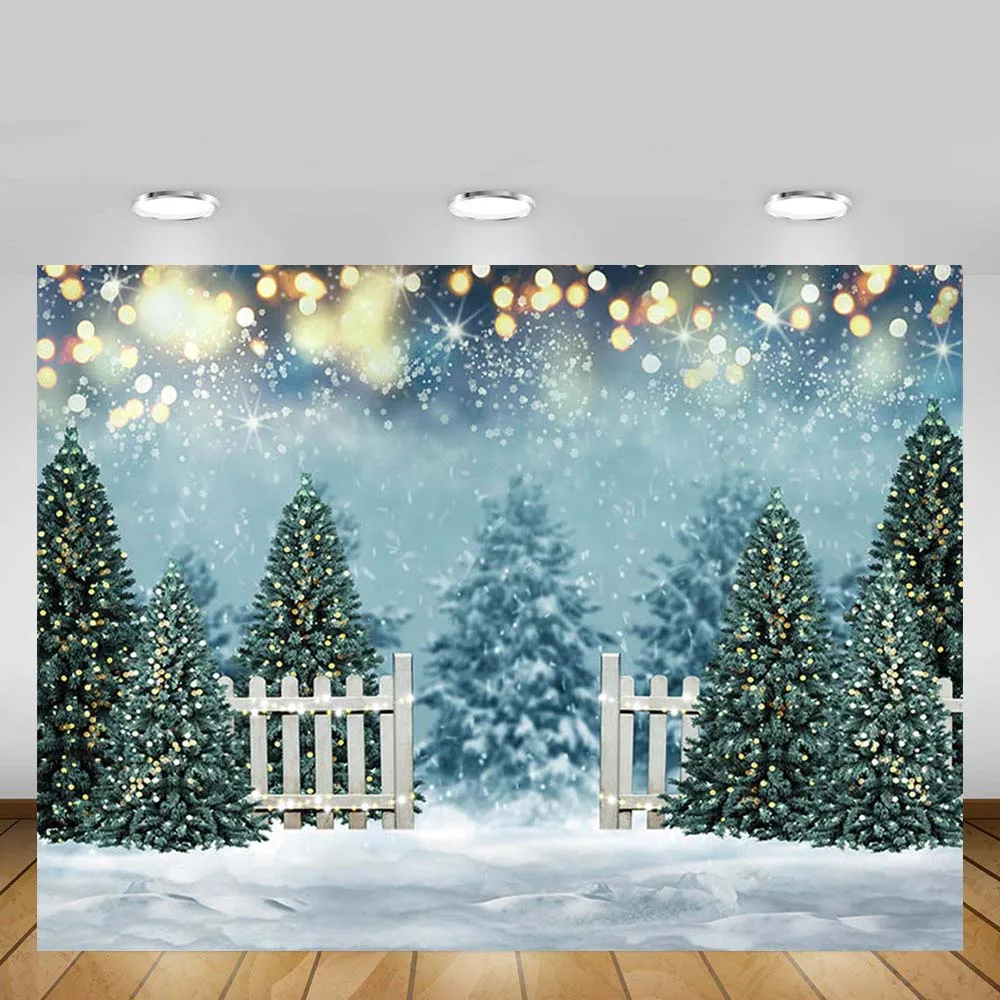 

Mehofond Winter Christmas Backdrop Forest Snowflake Glitter Bokeh Baby Portrait Photography Background Decor Photo Studio Props
