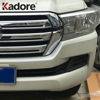 

For Toyota Land Cruiser 2016 ABS Chrome Front Grill Cover Grills Trim Strip Racing Grilles Frame Car Exterior Accessories