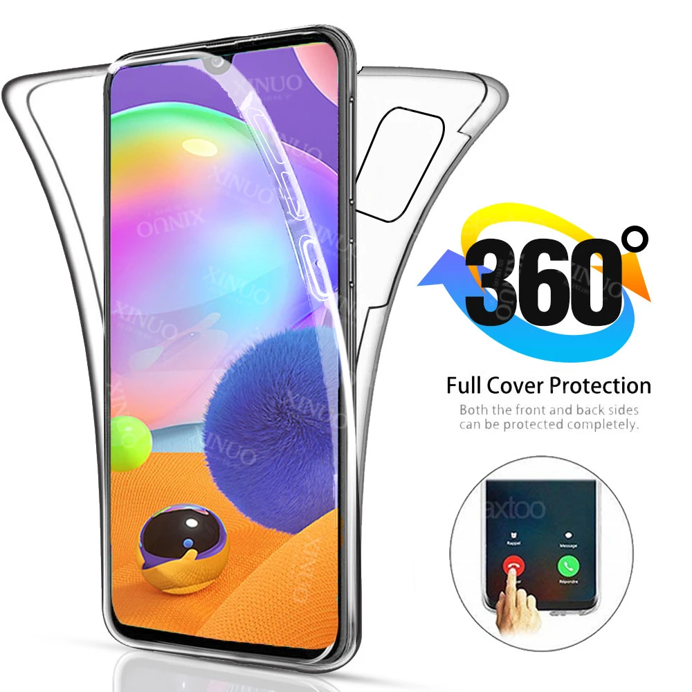 360 full Double Silicon Case For Samsung Galaxy A31 Transparent Body Armor cover for Galax A30 A 31 31A coque covers | Мобильные