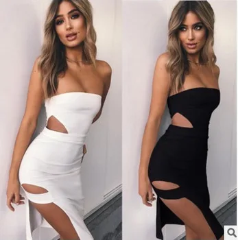 

Europe And America Hot Selling Sexy Tube Top Hollow out Dress