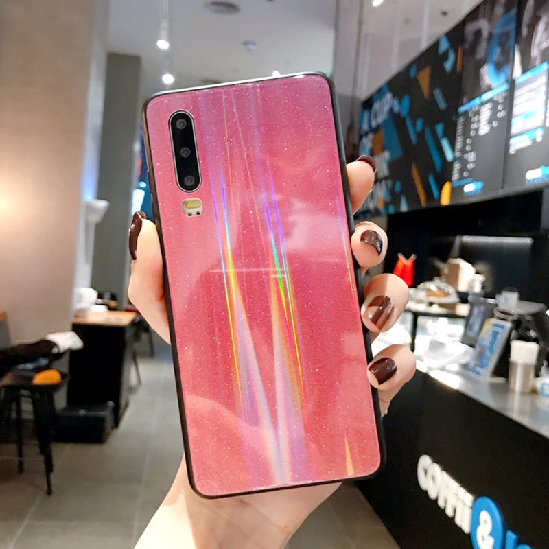 Чехол из закаленного стекла для Xiaomi mi 9 SE CC9 CC9E A3 Lite с градиентом Aurora Red mi K20 Note 7 8 Pro, разноцветный чехол для телефона