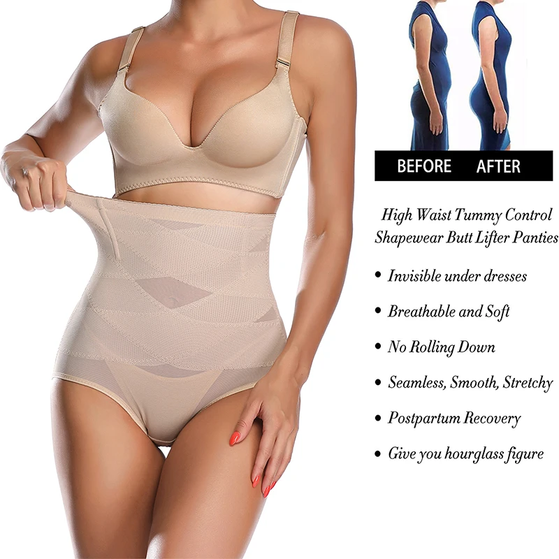 Cross Compression Abs Shaping Pants for Postpartum Abdomen Garment Tummy Tuck High Waist Control Butt Lifter for Women Slim