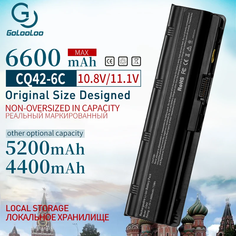 

Golooloo 6 cells Battery for HP Compaq Presario CQ42 G62 MU06 DV6 DV7 G4 G6 G7 CQ56 CQ62 CQ72 DV4 DV5 HSTNN-LB0W DM4 593553-001