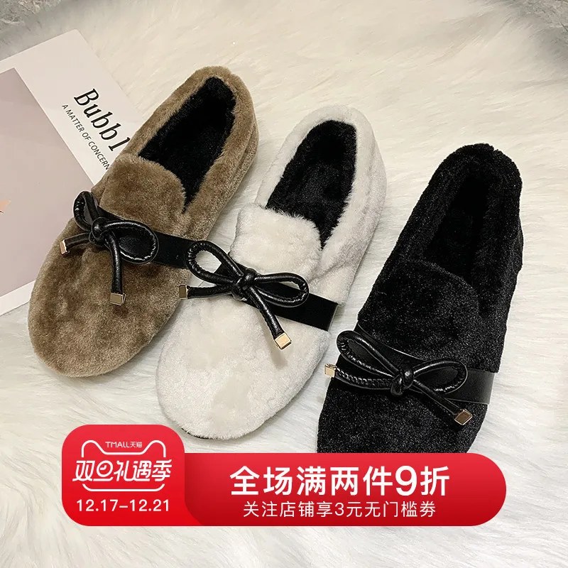 

2019 Slipper Winter Furry New Style Female Padded Outer Wear Versatile Online Celebrity Celebrity Style Suede plus Velvet Korean