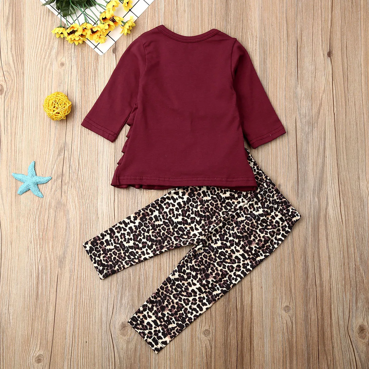 Модная одежда для маленьких девочек; топ с оборками; платье+ леопардовые леггинсы; штаны; комплект детской одежды; Одежда для маленьких девочек; Одежда для новорожденных