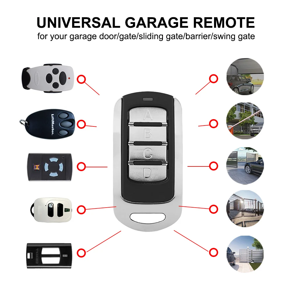 4 in 1 Garage Remote Multi Frequency 287-868MHz Clone 434.42mhz 868.35mhz 433.92 Gate Control Command Key Fob Transmitter