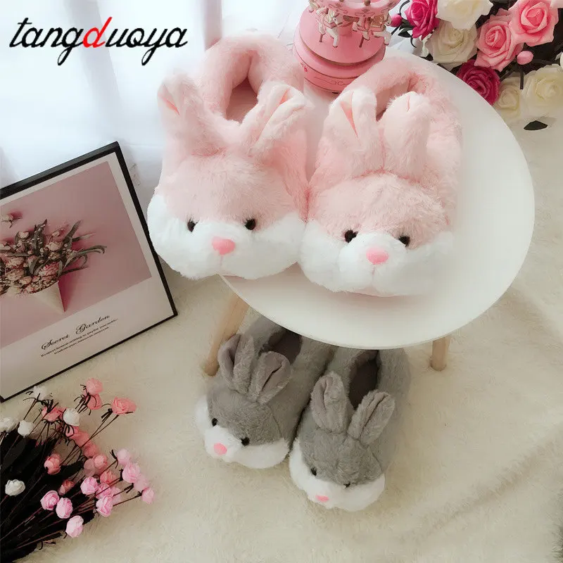 Women Cute Rabbit Slippers | Indoor Women Rabbit Slippers | Plush Slippers Rabbit - Slippers - Aliexpress