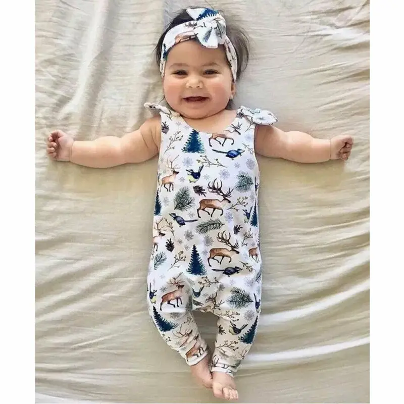 TNewborn Infant oddler/Летний комбинезон без рукавов с круглым вырезом для маленьких мальчиков и девочек, одежда повязка на голову, комплект одежды