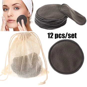 

5/12PCS/SET Portable Reusable Bamboo Fiber Washable Rounds Pads Makeup Removal Cotton Pad Cleansing Facial Pad Tool Skin Care