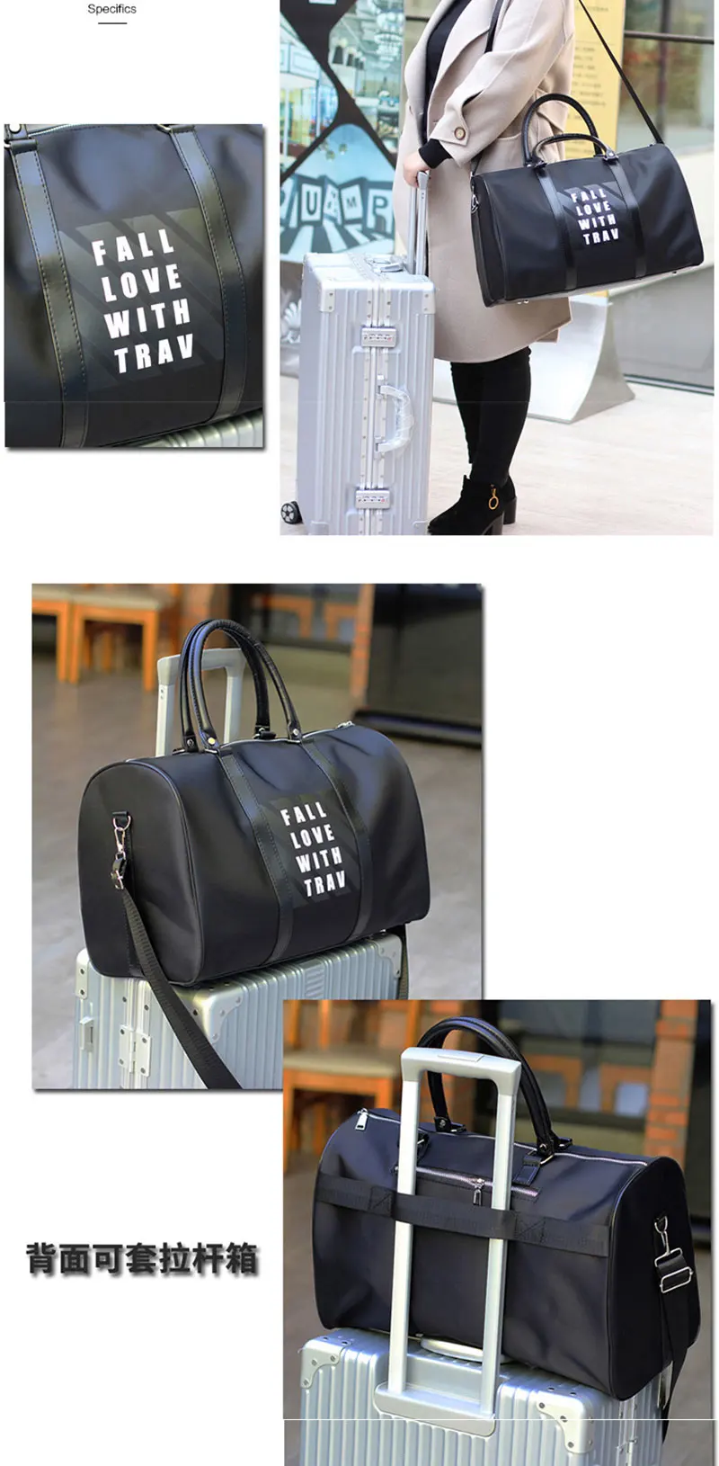 Мужская оксфордская черная сумка для путешествий, водонепроницаемый комплект, сумка для багажа куб для упаковки, сумка-тоут, повседневная сумка через плечо для женщин