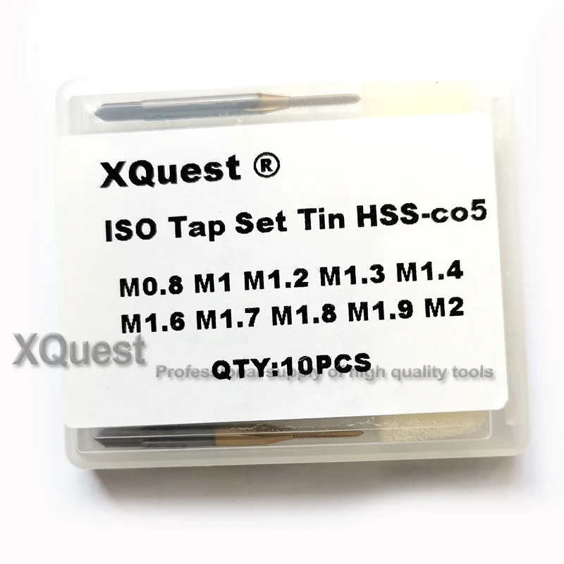 M0.8-M2 10 шт. Олова Hss-co правая рука метрический винт крановая машина метчики M0.8 M0.9 M1 M1.1 M1.2 M1.3 M1.4 M1.5 M1.6 M1.7 M1.8 M1.9 M2 - Цвет: M0.8-M2