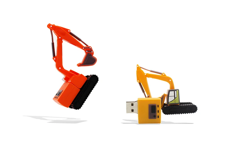 Cartoon Animated Cool Truck Excavator Flash Drive 64GB 32GB 16GB 8GB Mini Navvy Memory Stick U Disk Pen Drive For PC
