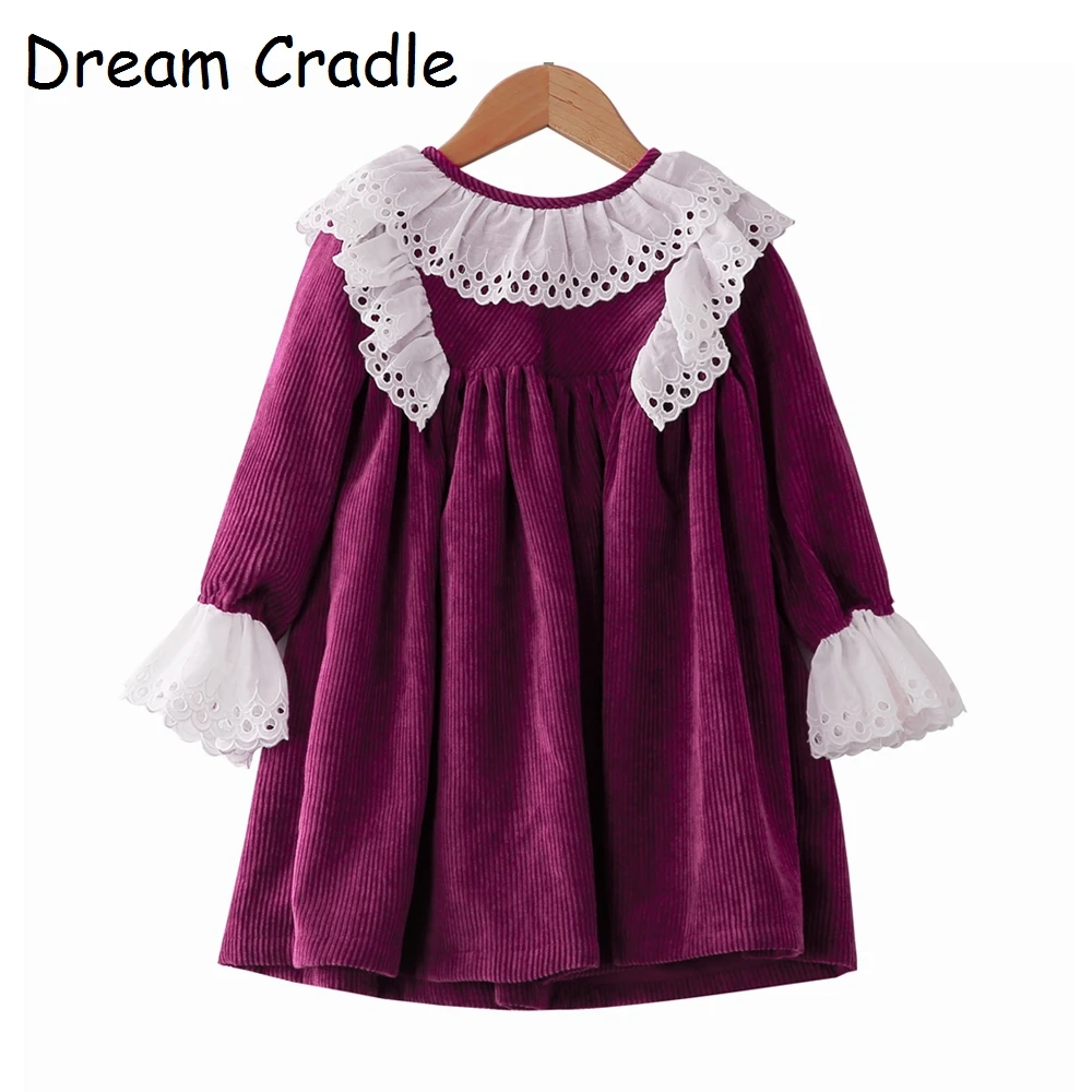 Dream Cradle rosy/зимнее платье с кружевом винтажное для малышей ручной работы в