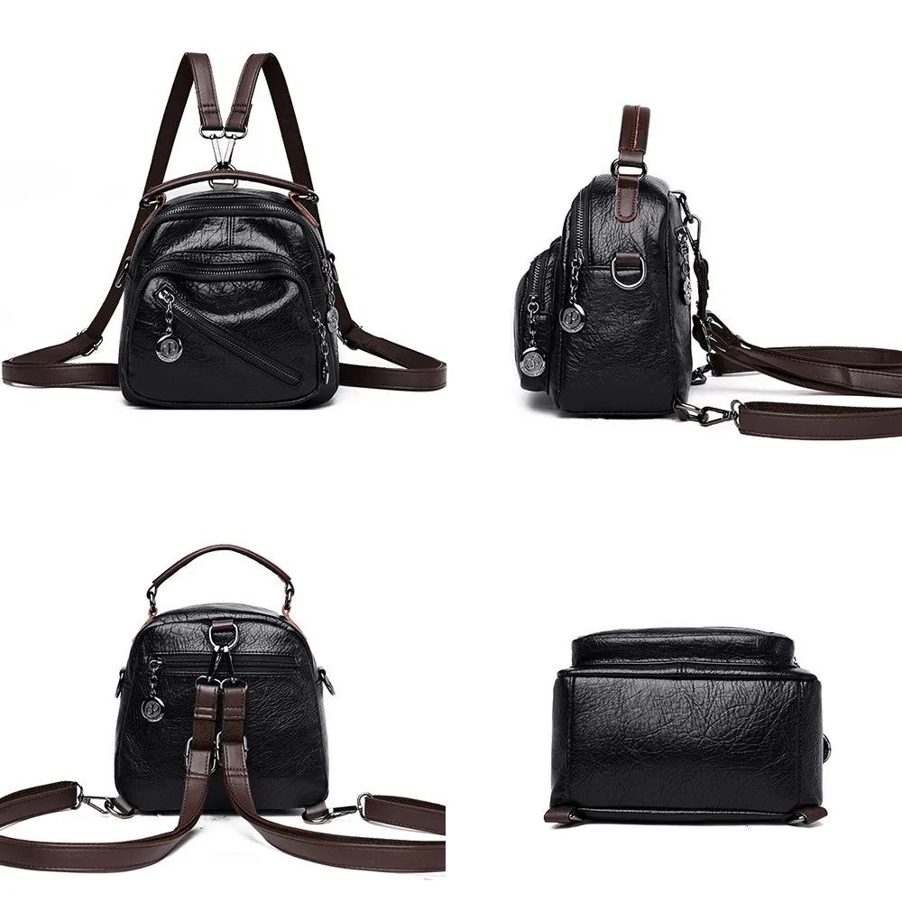  Mini Backpack Vintage Women Leather Shoulder Bag Designer High Quality Multi-Function Small Bagpack - 33059261142