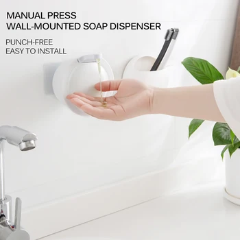 

350ml Soap Dispenser Wall Mounted Free Punching Sanitizer Shampoo Dispenser Bathroom
