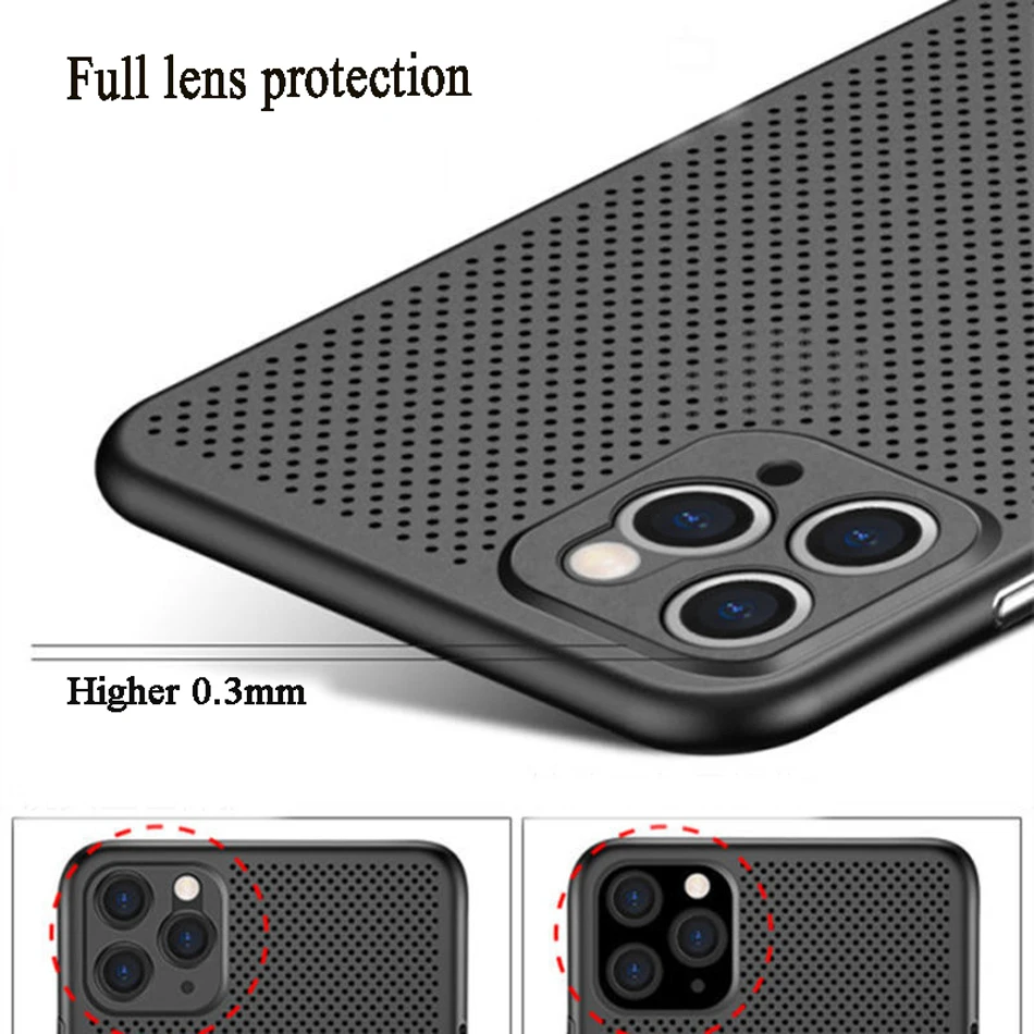 Heat Dissipation Breathable Cooling Case For iPhone 13 12 11 Pro Max XR XS X 8 7 Plus SE 2022 12Pro PP Plain Color Coque Capinha 13 pro cases
