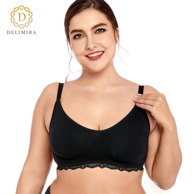 Delimira Bra - Women's Lace Soft Padded Full Plus Size Cotton Bra Push Sexy  Cup - Aliexpress