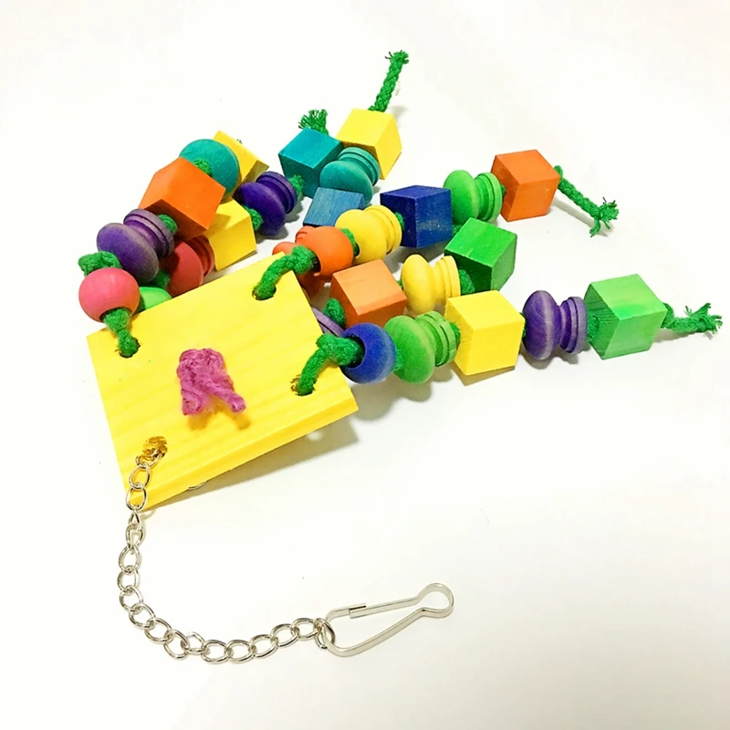 Животное птица жевательно-кусательная подвесная игрушка с орнаментом-красочные квадратные деревянные строительные блоки и бусины