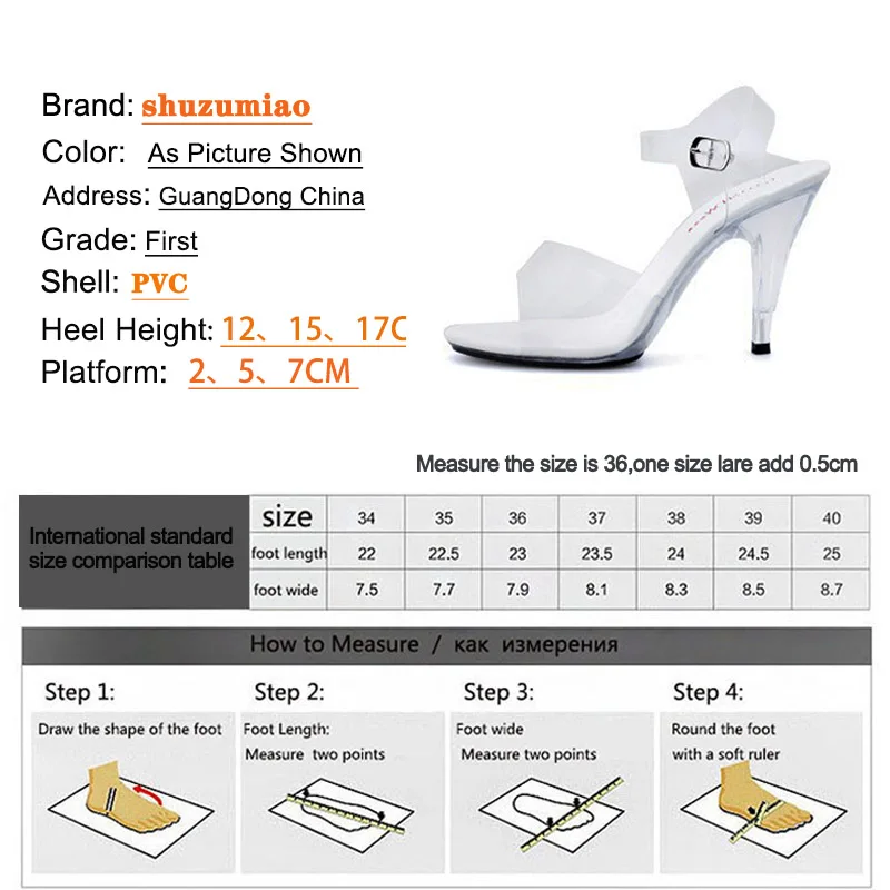 Steel Tube Dancing Sandals Women Quality Ultra-high Heel 7-20CM Transparent Crystal Lady Shoes Model Catwalk large yard