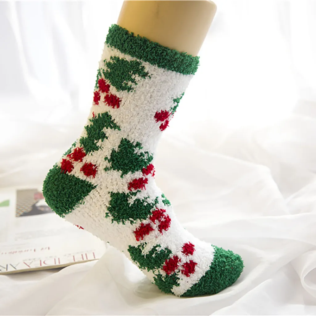 Новые мужские и женские удобные теплые зимние домашние мягкие носки-тапочки рождественские носки для сна чулки 03