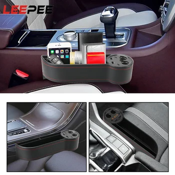 

LEEPEE Seat Crevice Gaps Storage Box Car Seat Side Slit Pocket USB Charger Cigarette Lighter Car Organizer Car Accessories
