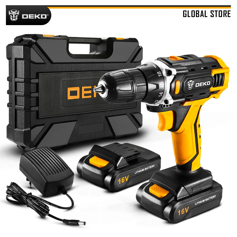 DEKO New Arrival Loner 16V Lithium Battery Electric Screwdriver Mini Wireless Power Driver with LED Light Home DIY Power Tools DEKO New Arrival Loner 16V Lithium Battery Electric Screwdriver Mini Wireless Power Driver with LED Light Home DIY Power Tools