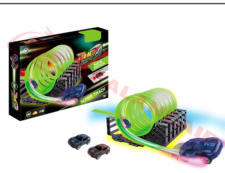 Светящийся магический трек машина DIY сборка железная дорога Волшебная инерционная машина набор треков железная дорога Авто игрушка детская игра подарок на день рождения