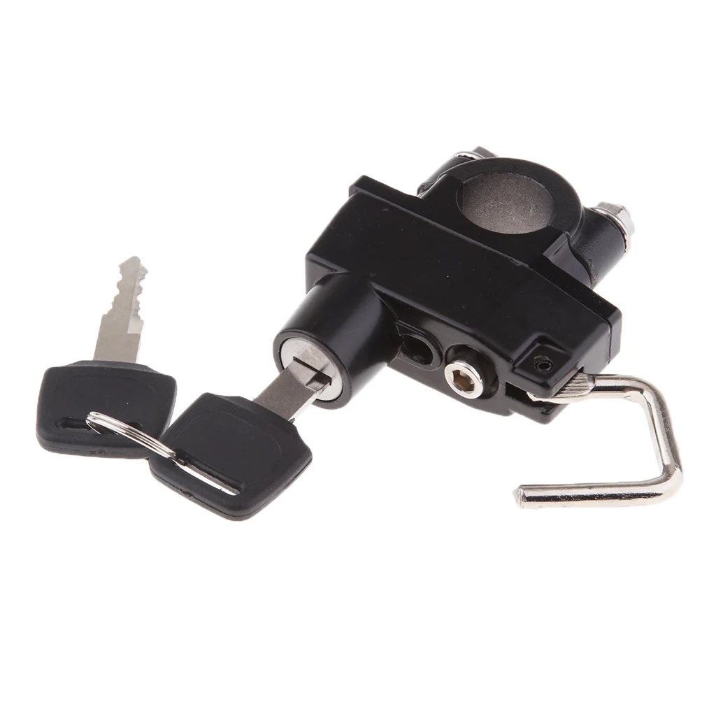 Black Universal Motorcycle Motorbike Helmet Lock & 2 Keys Set for 7/8
