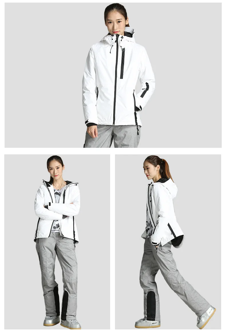 Outdoor women's ski jacket suit windproof, waterproof, breathable, sealed rubber snowboard, double board, warm and wear-resistan