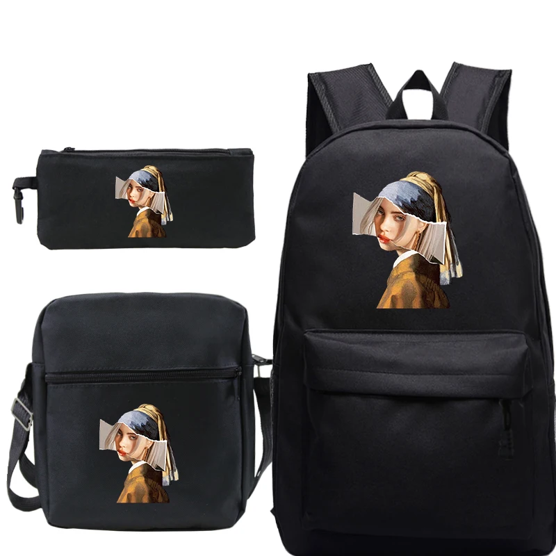 Новинка Billie Eilish Mochilas, школьные сумки для мальчиков и девочек, рюкзак для путешествий, Bolsa Escolar, сумка через плечо, сумки для ручек, сумка для ноутбука - Цвет: 9