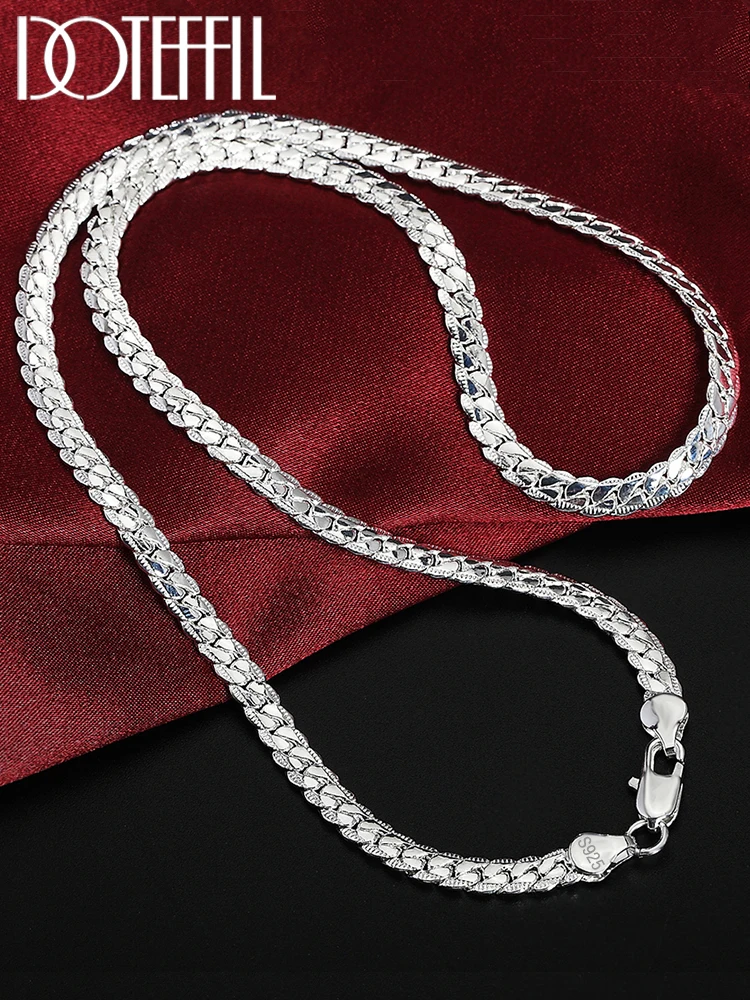 Real Solid 925 Sterling Thai Silver Blade Chain Men Women Necklace 18" 20“