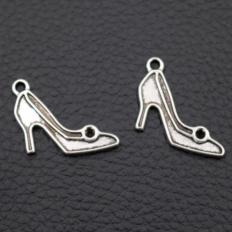 

10pcs High Heels Shoes Charms 18*27mm Tibetan Silver Pendant Retro Jewelry Making DIY Handmade Craft for Bracelet Necklace A1995