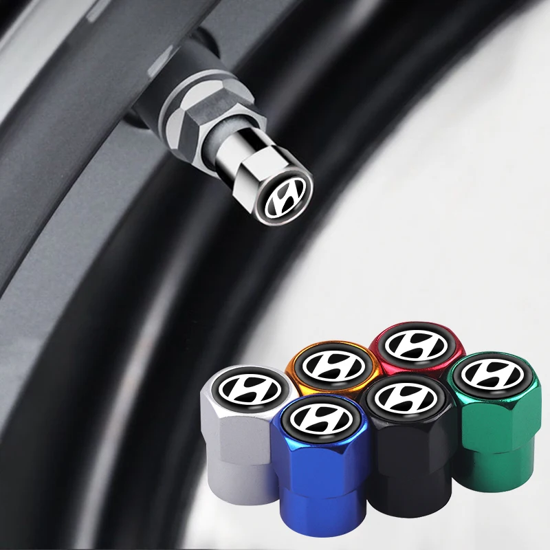 4pcs Metal Valve Caps Car Wheel Tires Accessories Stems Covers For Hyundai I10 I20 I30 I40 IX20 IX35 Tucson Solaris Accent Azera