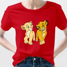 

Simba Lion King Nala Women's Trend T-Shirt Lady and The Tramp Cartoon Summer Short Sleeve Best Friends Forever Matching 7 Colors