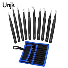 Горячая ESD Пинцет Набор инструментов прецизионный антистатический наконечник изогнутый Прямой пинцет из нержавеющей стали кусачки для ремонта инструмент 6 шт./10 шт