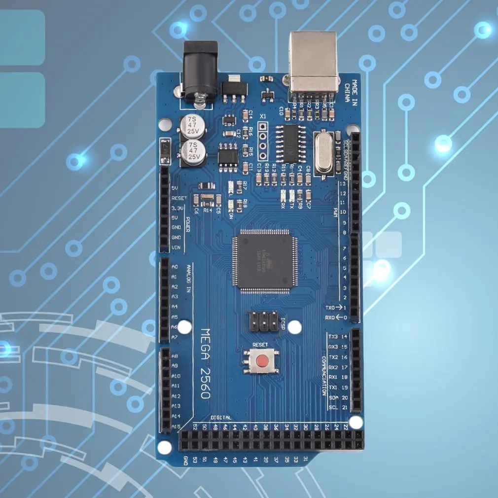 Mega 2560 R3 REV3 ATmega2560-16AU Плата USB кабель совместимый 256 Кб из которых 8 КБ используется загрузчиком для Arduino Eletronic Hot