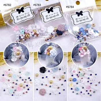 

Japanese-style Nail Ornament Nail Resin Jewelry Pearl Claw Settings Pastoral Style Small Flower Multi--Combination Collocation M