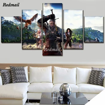 

Game Wild Hunt 5 Pieces diy diamond painting cross-stitch 5D Full Diamond embroidery mosaic Home Decor puzzle MM107