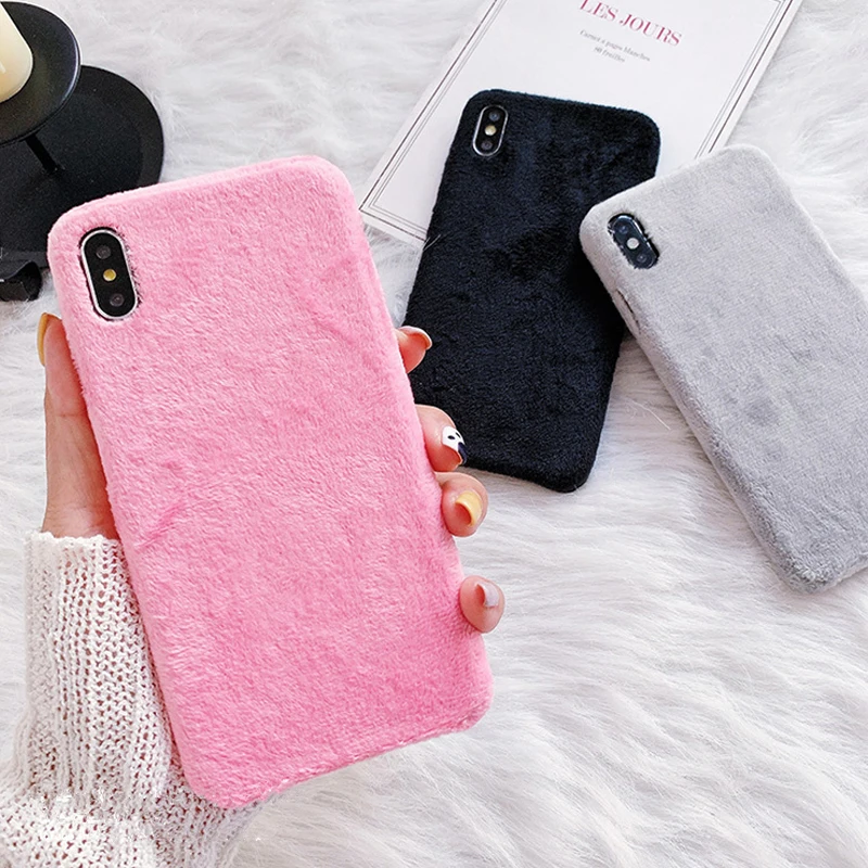 Пушистый чехол для iPhone 11 Pro Max зимний теплый мягкий меховой Плюшевый X XS XR 6 6S 7 8 Plus |