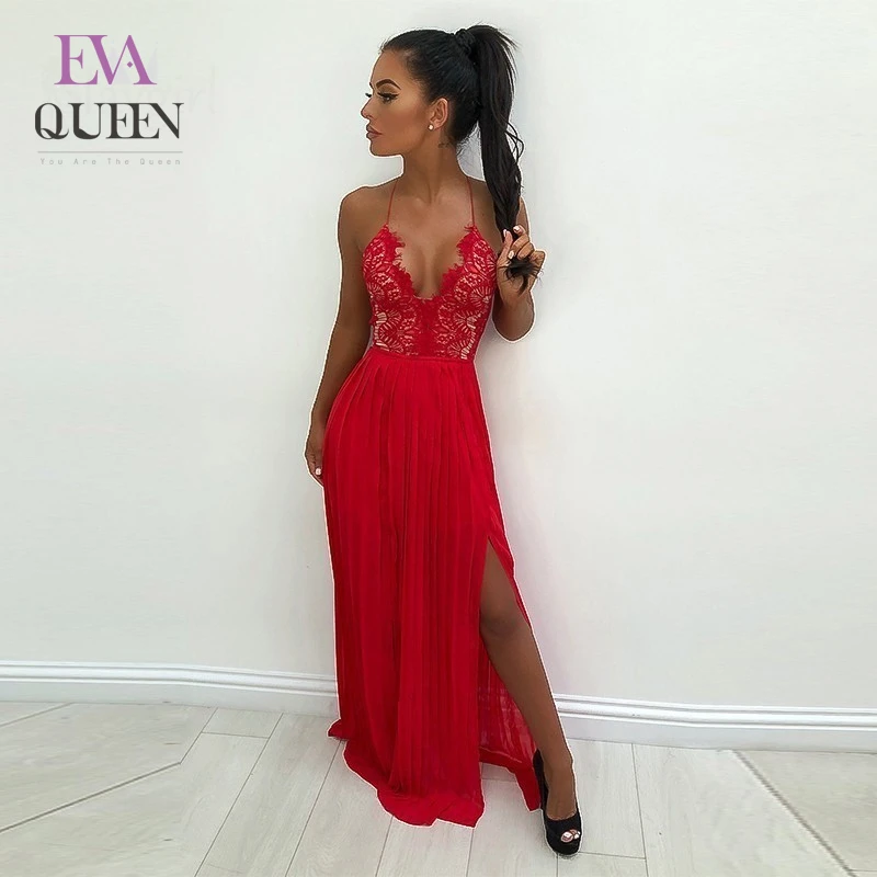 EvaQueen/2018 Новое Кружевное осеннее сексуальное платье для женщин с глубоким v