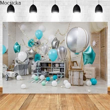 

Mocsicka 1st Birthday Party Photography Background Hot Air Balloon Decoration Baby Shower Child Portrait Photo Backdrop Banner