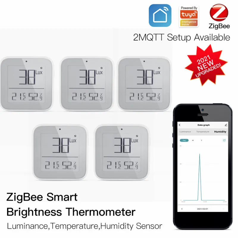 Zigbee Смарт Яркость термометр в режиме реального времени светильник