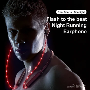 

Wireless Bluetooth Earphone In-Ear Sports Waterproof Cool Sports Spotlight Night Running Earphone For iPhone For Samsung